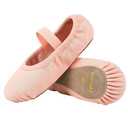 s.lemon Anfänger Ballet Schuhe,Elastisch Ganze Ledersohle Tanzschuhe Ballettschuhe für Kinder Mädchen Rosa 35 von s.lemon