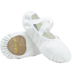 s.lemon Ballettschuhe,Elastische Leinen Geteilte Sohle Ballettschläppchen Ballet Schuhe Ballettschuhe für Kinder & Erwachsene Weiß 22EU von s.lemon
