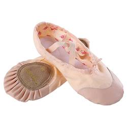 s.lemon Ballettschuhe Ballettschläppchen,Doppelschicht Leinwand Geteilte Sohle Ballett Schuh für Mädchen Kinder Damen Männer Lederzehe Rosa (26 EU) von s.lemon