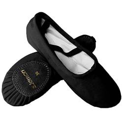 s.lemon Ballettschuhe Ballettschläppchen,Doppelschicht Leinwand Geteilte Sohle Ballett Schuh für Mädchen Kinder Damen Männer Schwarz (29 EU) von s.lemon