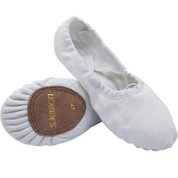 s.lemon Ballettschuhe Ballettschläppchen,Doppelschicht Leinwand Geteilte Sohle Ballett Schuh für Mädchen Kinder Damen Männer Weiß (35 EU) von s.lemon