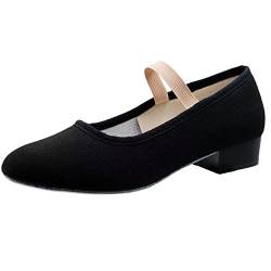 s.lemon Canvas Charakterschuhe,Damen 2.5cm Schwarz Charakter Schuh fur Ballett 36 von s.lemon