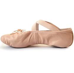 s.lemon Leder Ballettschuhe,Geteilte Sohle Rosa Tanzschuhe Ballettschläppchen für Mädchen Damen Pink 24 von s.lemon