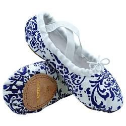 s.lemon Schöne Blaue und Weiße Porzellan Ballettschläppchen Ballettschuhe Tanzschuhe für Mädchen Kinder (Blau,32 EU) von s.lemon