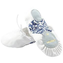 s.lemon Schöne Blaue und Weiße Porzellan Ballettschläppchen Ballettschuhe Tanzschuhe für Mädchen Kinder (Blau-Weiß,24 EU) von s.lemon