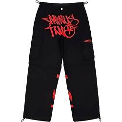 sPeesy Minus Twos Cargo Herren, Y2K Cargo Jeans Baggy Jeans Y2K Hose, Y2K Jeans Herren Jogginghose Jogginghose Gerade Hose mit weitem Bein, Hip Hop Street Loose Herren Rock Kostüme (Color : Red, Siz von sPeesy