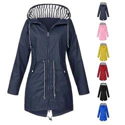 sPeesy Regenjacke Damen Wasserdichte Softshelljacke Outdoorjacke Atmungsaktive Packbare Übergangsjacke Leichte Jacke mit Kapuze für Frühlings Herbst zum Wandern Trekking Fahrrad Übergangsjacke (Color von sPeesy