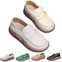 saVgu Biscalo-Loafer for Damen, Biscalo-Loafer, Korrektur-Loafer aus reinem Rindsleder mit weicher Sohle, Lurebest-Schuhe for Damen (Color : Beige, Size : US-7) von saVgu