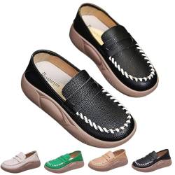 saVgu Biscalo-Loafer for Damen, Biscalo-Loafer, Korrektur-Loafer aus reinem Rindsleder mit weicher Sohle, Lurebest-Schuhe for Damen (Color : Black, Size : US-5.5) von saVgu