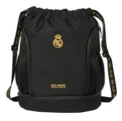 Real Madrid 3. Ausrüstung, Rucksack, ideal für Kinder unterschiedlichen Alters, bequem und vielseitig, Qualität und Widerstandsfähigkeit, 34 x 15 x 43 cm, Schwarz, Schwarz, Estándar, Casual von safta