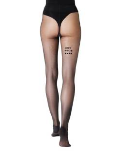 saint sass® | Not Your Babe Statement Strumpfhose | 40 DEN | Halbtransparent | Schwarz | L von saint sass