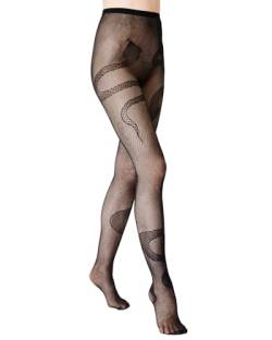 saint sass® | Snake Fishnet & Pattern tights | Semi-sheer | Black | M/L von saint sass