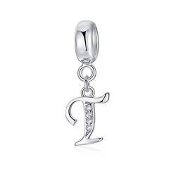 sam panda 925er Sterling-Silber A-Z 26 Alphabet Buchstaben mit Kristall Anhänger-Perlen mit Original Armband Armreif Schmuck DIY von sam panda