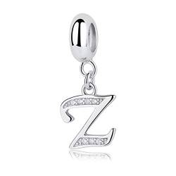 sam panda 925er Sterling-Silber A-Z 26 Alphabet Buchstaben mit Kristall Anhänger-Perlen mit Original Armband Armreif Schmuck DIY von sam panda