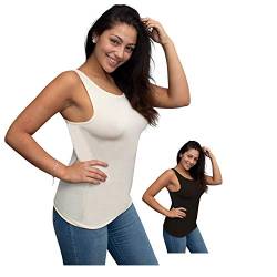 sanaviva® Achselhemd Bambus, 2er-Pack Damen Unterhemd Tanktops Frauen schwarz Weiss Atmungsaktive Unterwäsche (S, Champagner) von sanaviva