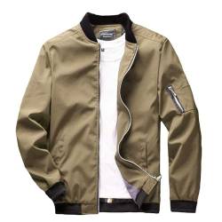 sandbank Herren Bomberjacke Slim Fit Leichte Softshell Flight Bomber Jacke Mantel, khaki, X-Large von sandbank