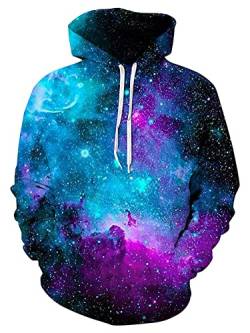 sankill Unisex 3D Neuheit Hoodies Galaxy Hoodies Sweatshirt Taschen, 2h Lila Blau Galaxy, S-M von sankill