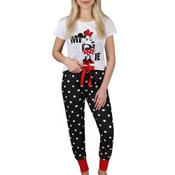 Minnie Mouse Disney Kurzarm-Baumwollpyjama für Damen in Schwarz und Weiß mit Tupfen M von sarcia.eu
