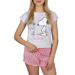 Snoopy Fistas Grauer und rosa Kurzarm-Schlafanzug für Mädchen, gestreifter Sommerschlafanzug 11 Jahre von sarcia.eu