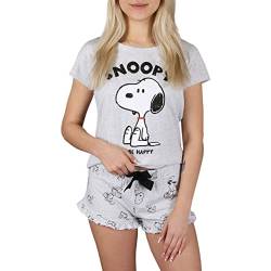 Snoopy Grauer Sommerpyjama für Damen, Kurze Ärmel, Baumwolle, Rüschen XL von sarcia.eu