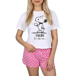 Snoopy und die Peanuts weiß-rosa Mädchen-Schlafanzug, Kurzarm 9 Jahre von sarcia.eu