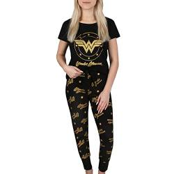 sarcia.eu Wonder Woman Schwarzer Damenpyjama mit kurzen Ärmeln, Baumwolle, Golddruck L von sarcia.eu
