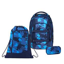 satch Pack Schulrucksack Set 3tlg. mit Schlamperbox und Sportbeutel (Troublemaker) von satch