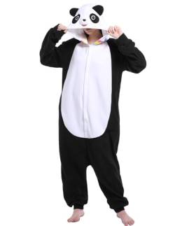 sazpajacos Erwachsene Panda Einteiler Pyjamas Lustige Tier Schlafanzüge Niedlich Cartoon Strampler Frauen Männer Weihnachten Halloween Cosplay Kostüm Schwarz L von sazpajacos