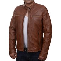 scarlet products Lederjacke Herren-Lederjacke »Classic Rider« mit 2 Brusttaschen, feinstes Leder, klassisch Vintage Retro Motorrad, Farbe: Cognac von GIL von scarlet products