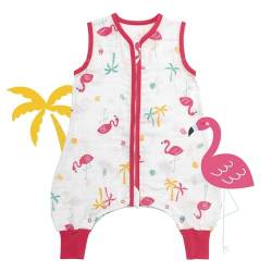 schlummersack Baby Schlafsack mit Füßen Sommer 0.5 Tog 120 cm dünn Bambus-Musselin Flamingo | Schlafsack mit Beinen ungefüttert für eine Körpergröße von 120-130cm | Schlafsack Baby Sommer von schlummersack