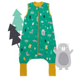 schlummersack Baby Schlafsack mit Füßen Sommer 1 Tog 80 cm dünn Waldtiere Bio Baumwolle | Schlafsack mit Beinen und verlängerten Bündchen Körpergröße von 80-90cm | Schlafsack Baby Sommer Frühling von schlummersack