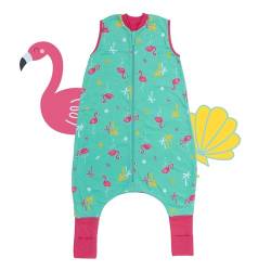 schlummersack Bio Baby Schlafsack mit Füßen Sommer 1 Tog 60 cm dünn Flamingo | Schlafsack mit Beinen und verlängerten Bündchen für eine Körpergröße von 60-70cm | Schlafsack Baby 100% Bio Baumwolle von schlummersack