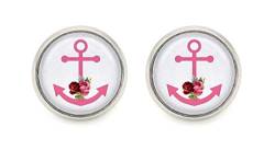 Anker-Motiv Cabochon Rose Ohrstecker 12mm silberfarben Modeschmuck von schmuck-stadt