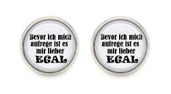 " Bevor ich mich aufrege ist es mir lieber egal " Spruch Motiv Cabochon Ohrstecker silberfarben Ohrringe von schmuck-stadt