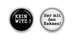 Damen Ohrstecker Spruch " Kein Witz " Her mit den Keksen " Ohrringe silberfarben von schmuck-stadt