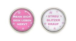 " Wenn Dich dein Leben nervt, streu Glitzer drauf " Spruch Motiv Cabochon Ohrstecker silberfarben Ohrringe von schmuck-stadt