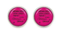 " Wenn dich dein Leben nervt, streu Glitzer drauf " Spruch Cabochon Ohrstecker silberfarben Ohrringe von schmuck-stadt