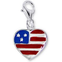 schmuck23 Charm-Einhänger Charm Anhänger Flagge Herz USA 925 Silber Kettenanhänger (1-tlg), Für Armband, Halskette oder Schlüsselanhänger von schmuck23