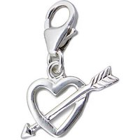 schmuck23 Charm-Einhänger Charm Anhänger Herz Pfeil Liebe 925 Silber Kettenanhänger (1-tlg), Für Armband, Halskette oder Schlüsselanhänger von schmuck23