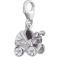 schmuck23 Charm-Einhänger Charm Anhänger Kinderwagen Zirkonia 925 Silber Kettenanhänger (1-tlg), Für Armband, Halskette oder Schlüsselanhänger von schmuck23