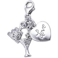 schmuck23 Charm-Einhänger Charm Anhänger Liebe Herz Wein 925 Silber Kettenanhänger (1-tlg), Für Armband, Halskette oder Schlüsselanhänger von schmuck23