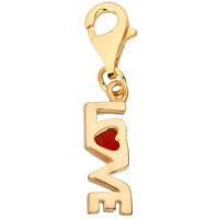 schmuck23 Charm-Einhänger Charm Anhänger Love Liebe 925 Silber gold Kettenanhänger (1-tlg), Für Armband, Halskette oder Schlüsselanhänger von schmuck23