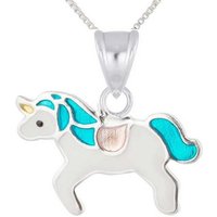 schmuck23 Kettenanhänger Anhänger Kette Einhorn 925 Silber Kinder Mädchen (Halskette mit Anhänger), Silberanhänger Kettenanhänger Kinderschmuck Halskette von schmuck23