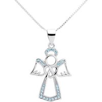 schmuck23 Kettenanhänger Anhänger mit Kette Engel Schutzengel Herz 925 Silber (Anhänger mit Kette), Zirkonia Silberanhänger Symbol Schutz Liebe Damen Mädchen Halskette Kinder von schmuck23