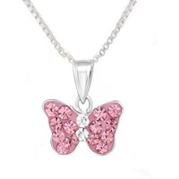 schmuck23 Kettenanhänger Kinder Anhänger Kette Schmetterling 925 Silber Pink Mädchen (Halskette mit Anhänger), Silberanhänger Kettenanhänger Kinderschmuck Halskette von schmuck23