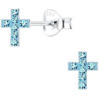 schmuck23 Paar Ohrstecker Kinder Ohrringe Kristall Kreuz 925 Silber, Kinderohrringe, Damen, Mädchen, echt, Sterling Silber von schmuck23