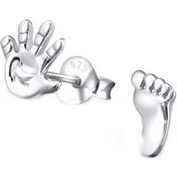 schmuck23 Paar Ohrstecker Ohrringe Hand Fuss 925 Silber Damen Mädchen Ohrstecker, Kinderschmuck Mädchen Geschenk echte Silberohrringe von schmuck23