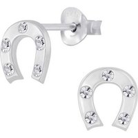 schmuck23 Paar Ohrstecker Ohrringe Hufeisen Kristall 925 Silber Damen Mädchen Kinder, Kinderschmuck Mädchen Geschenk echte Silberohrringe von schmuck23