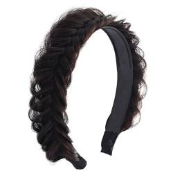 scicent Haarreif Breite 2.5cm Geflochten Haarteil Haarband Damen mit Zähne Rutschfest Vintage Stirnband Rockabilly Mode Haarschmuck Kopfband für Damen und Mädchen (Schwarzbraun) - 5706 von scicent