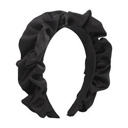 scicent Haarreifen Breite Haarreif Damen Vintage Haarband Satin Stirnband Eelastische Falten Haarbänder Mode Haarschmuck für Damen Mädchen (Schwarz) - 5701 von scicent